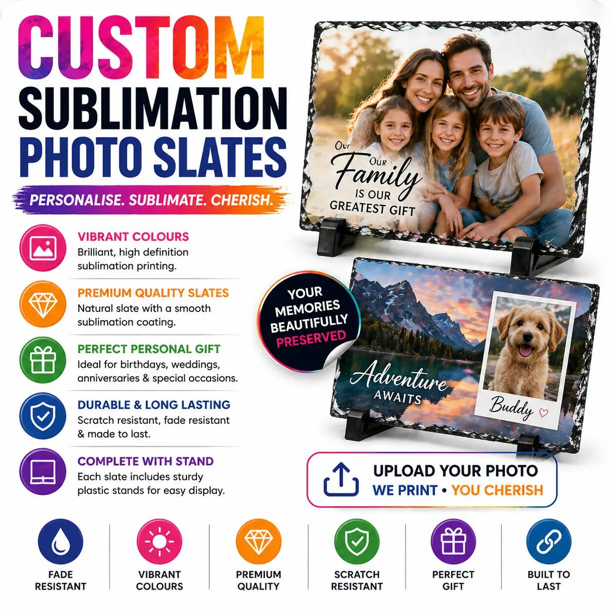 Custom Photo Slate UK | Personalised Rock Photo Gift