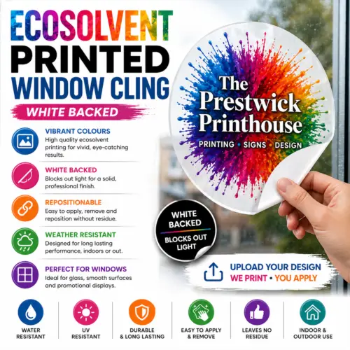 Eco-Solvent Window Cling Printing White Backed | Custom Static Clings