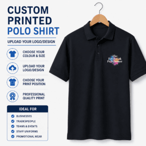 Custom printed polo shirt with business logo