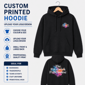 Custom printed work hoodie with business logo
